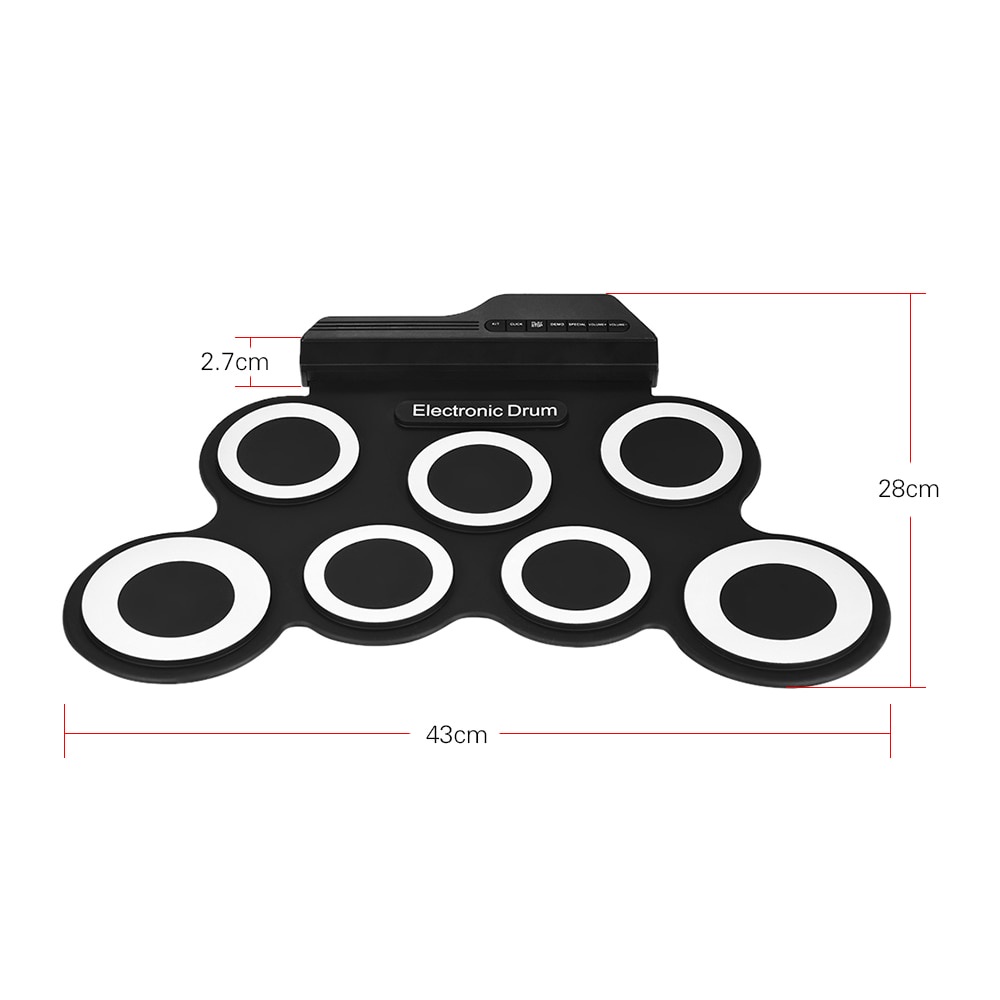 Drum Pad Digital USB Murah / Electronic Digital Drum Kit 7 Pads Roll Up USB Power - HIjau