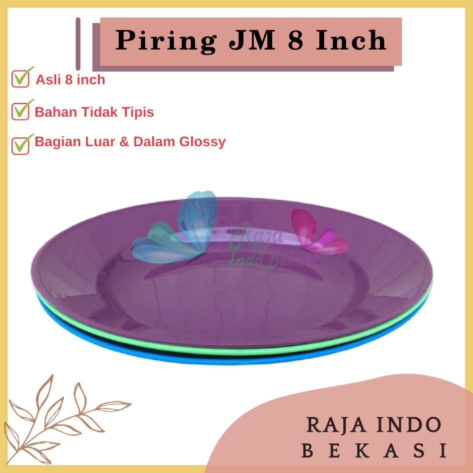 Piring Plastik JM 8 Inch Warna Biru Hijau Ungu - Piring Kecil Besar Set Makan Plastik Acara Pesta Melamin Rotan Murah - (1 pcs) Piring makan plastik ukuran 9&quot; super warna pekat murah grosir