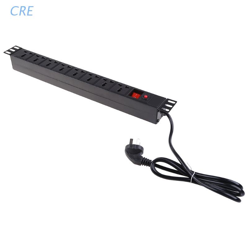 Cre 1u Pdu 8 Outlet Strip Server Rack Power Distribusi Pelindung Lonjakan 250v 10a 2500w 19 Inch Bahan Metal