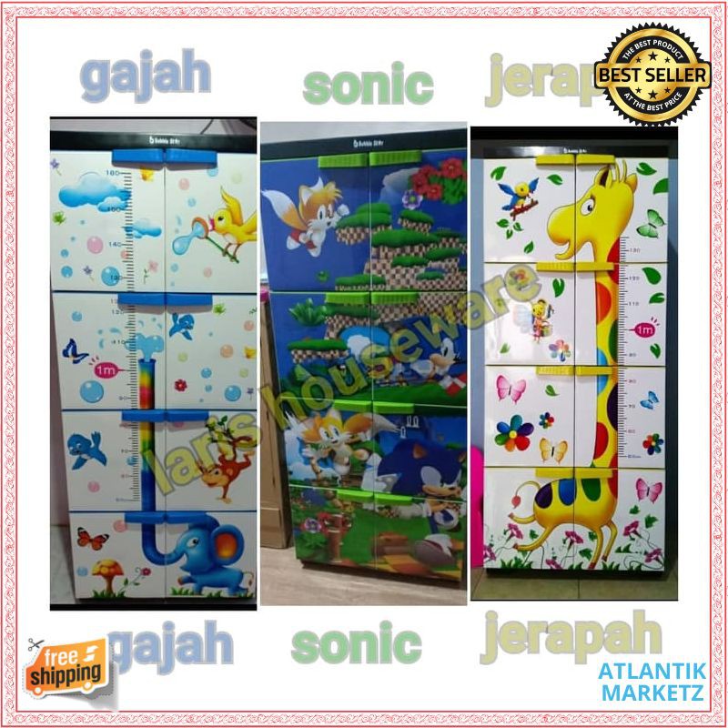 Lemari / lemari plastik / lemari pakaian jumbo susun 4