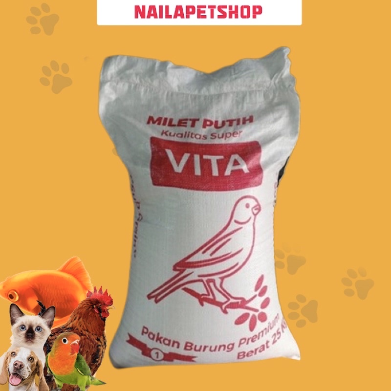 MILET PUTIH 25KG / MILET LOVEBIRD VITA DAN MILET TOYS 1 KARUNG