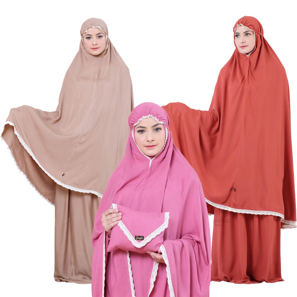 Mukena Katun Rayon Premium Dewasa Polos Jumbo Traveling Sakeena