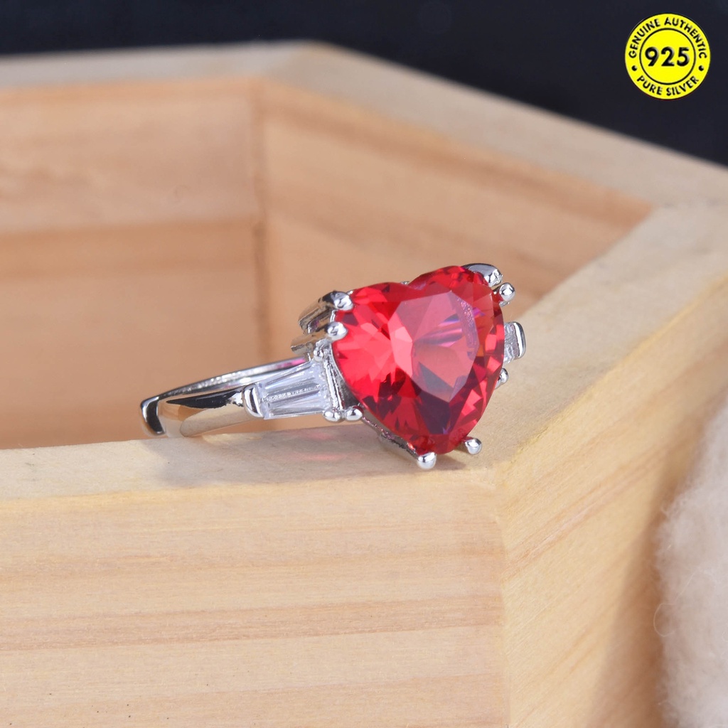 Cincin Model Terbuka Desain Simulasi Merpati Hati Warna Merah Darah Gaya Eropa Amerika Klasik Untuk Pertunangan