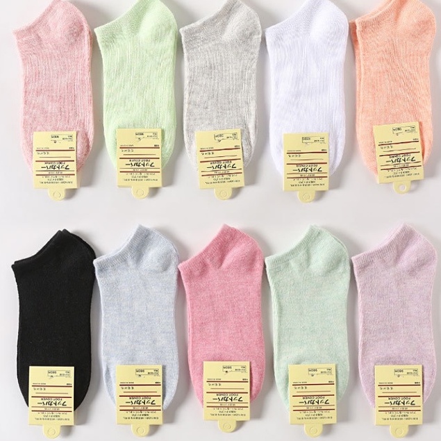 IMURA | KAOS KAKI POLOS 6 GARIS KAOSKAKI WARNA PASTEL FASHION WANITA ANKLE SOCKS