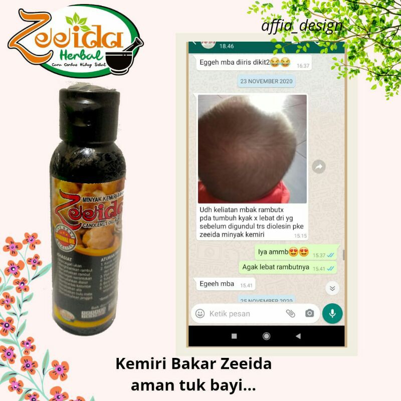 Kemiri bakar Zeiida halal menghitamkan rambut melebatkan rambut