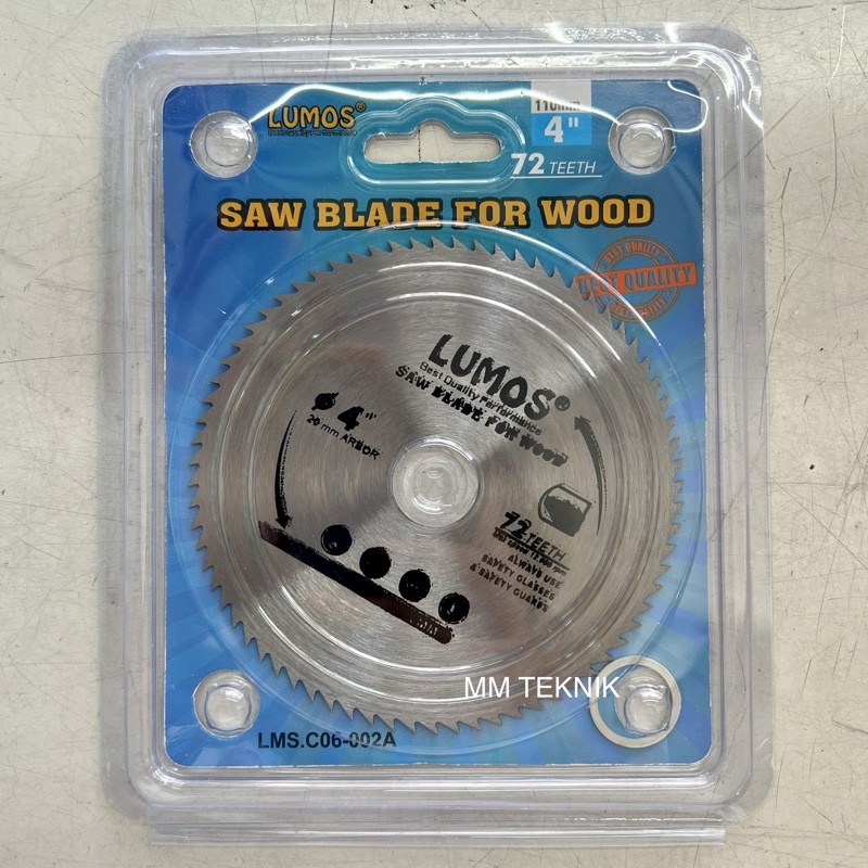 Mata Circular Saw 4" x 72T TCT Lumos Saw Blade Mata Gergaji Kayu Triplek 4 Inch