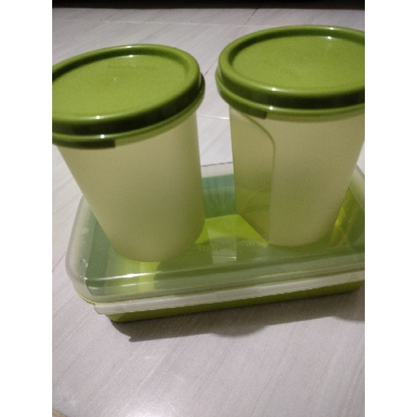 MM Round/MM round 440ml/ Tupperware hijau/signature 2L/ezy keeper 2L/Deco Canister/Canister Hijau