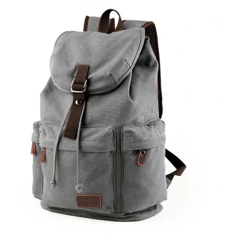 Tas Sekolah Ransel Backpack Cowok Cewek SMP SMA  SMU Kuliah Murah Kent Kent kanvas Murmer Abu Kanvas-Grey