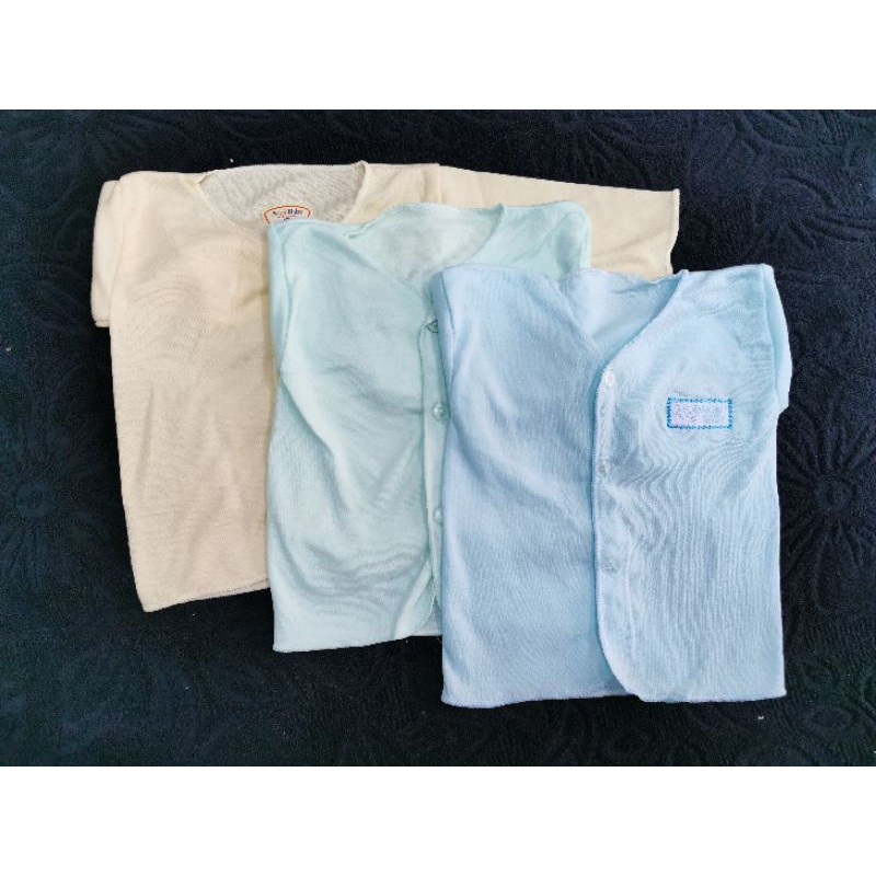 Isi 3pcs Baju Bayi Katun Warna Polos 0 - 3 Bln New Born Celana Bawahan Bayi/ Baju Bayi Set