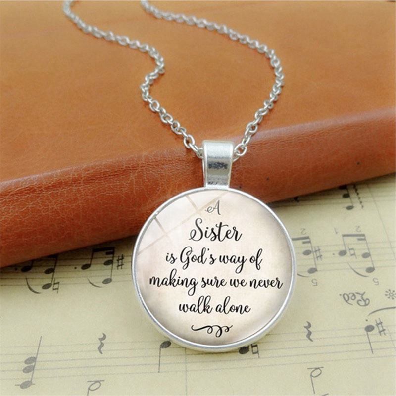 Fancyqube Kalung Tulisan Quotes A Sister Is God 's Way Of Maker We Never Walk Alone Untuk Hadiah Perhiasan