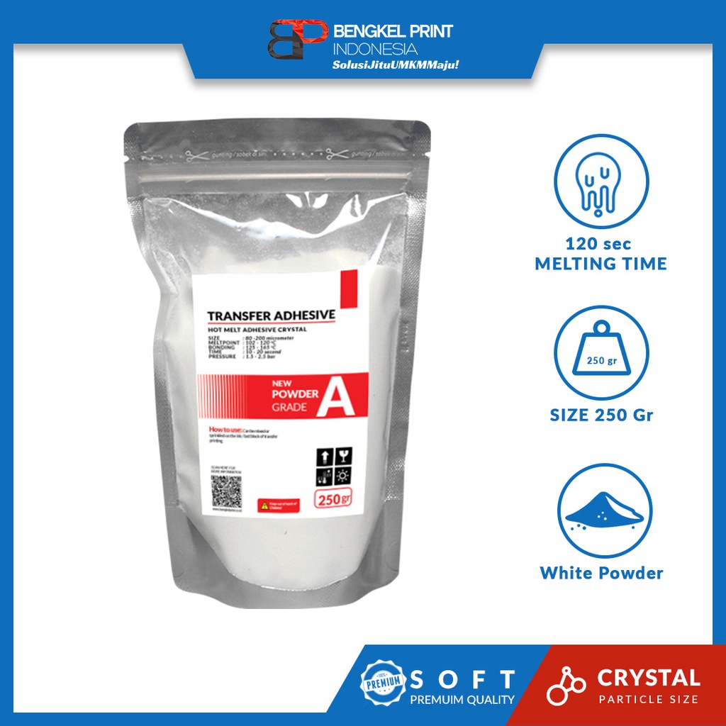 HOTMELT POWDER ADHESIVE 250gr UNTUK DTF 80-170MICRON | POWDER GRADE A