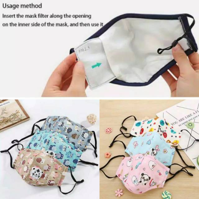 Masker anak + 2 filter PM 2,5
