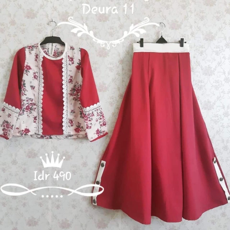 Setelan Rok Deura / ROK +ATASAN BAHAN KATUN / ONE SET WANITA MUSLIMAH SANTAI
