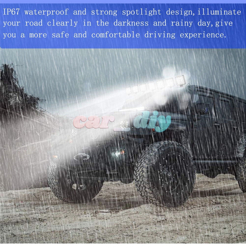 Lampu Sorot LED 48W 12V 24V Bentuk Persegi Untuk Mobil SUV 4WD