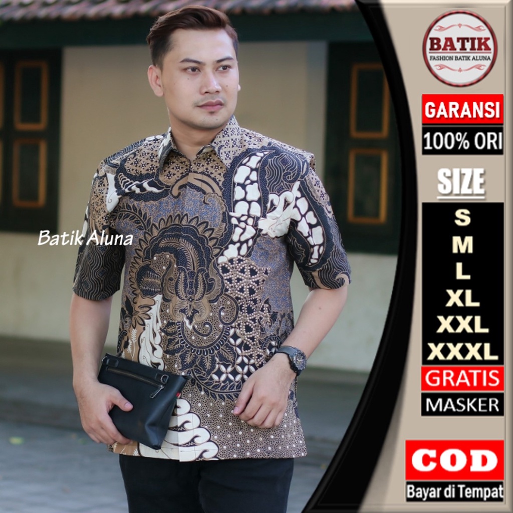 BAJU BATIK PRIA Batik Pria Lengan Pendek Premium Hem Kemeja Batik Pria Lengan Pendek Lapis Furing Katun Primis Premium Halus Motif Terbaru Srangen Solo FASHION BATIK ALUNA  BATIK ALUNA OFFICIAL STORE ALUNA BATIK