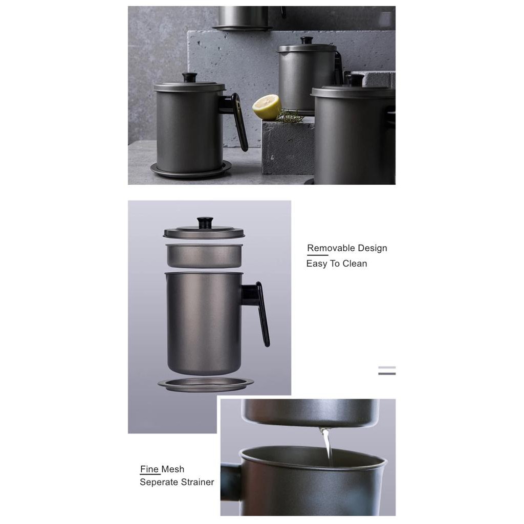 tempat saringan minyak gorengan makanan stainless / oil pot penyaring bekas minyak good quality