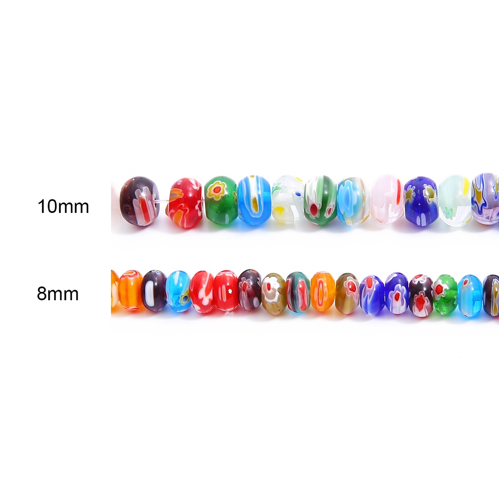 Oval Campuran-Warna Millefiori Kaca Lampwork Longgar Kerajinan Manik-Manik Untuk Membuat DIY Gelang Kalung Anting Perhiasan Aksesoris