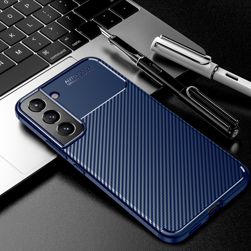 Soft Case Silikon Carbon Fiber Shockproof Cover Samsung Galaxy S22 Ultra S20 FE S21 Plus S21FE S22 Plus