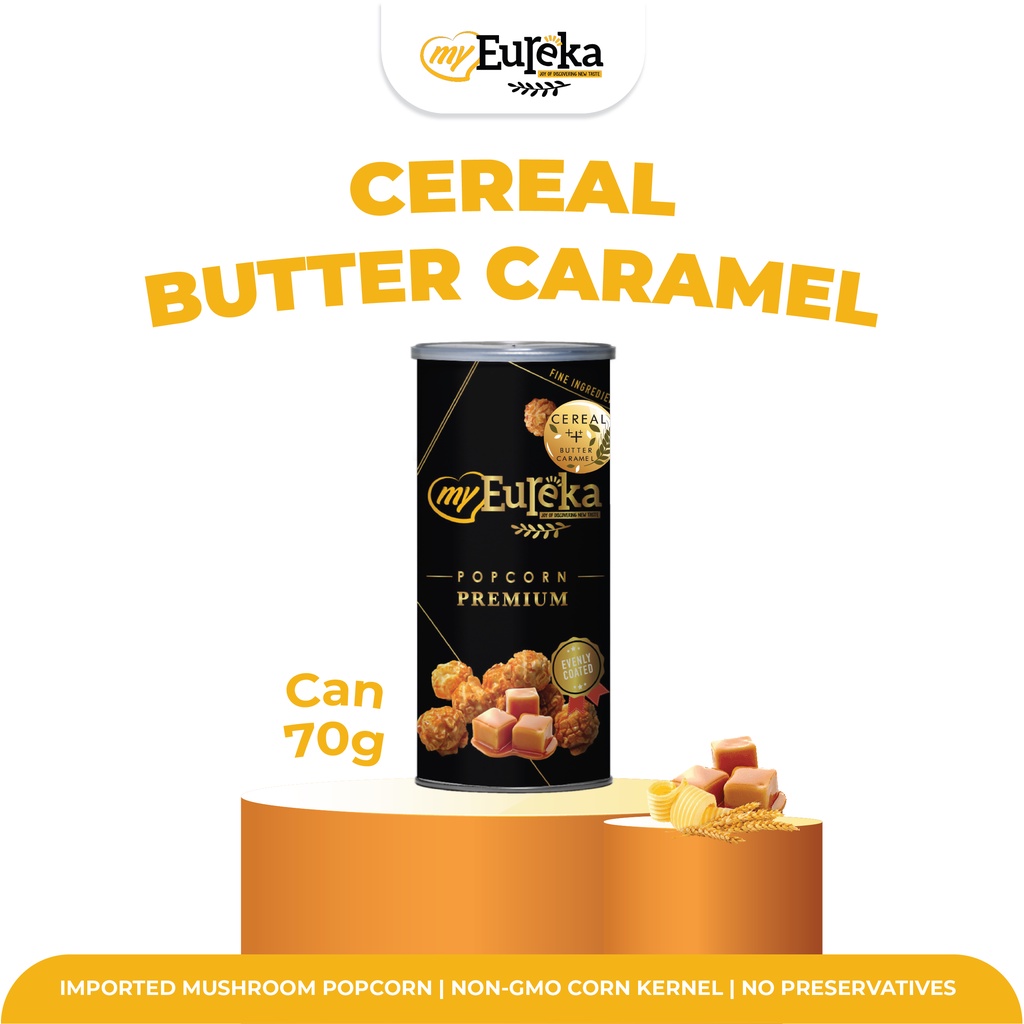 

Eureka Popcorn Cereal Butter Caramel Can 70gr | Snack Cemilan Impor Premium