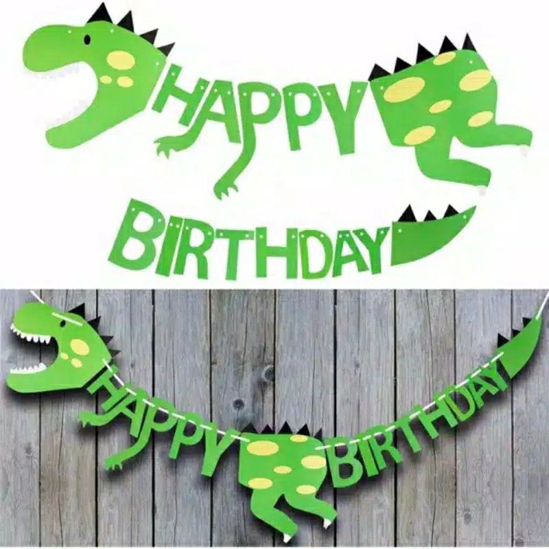banner happy birthday dino besar / backdrop background hbd pesta ulang tahun