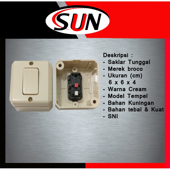 Saklar Tunggal 1 Pencetan Lampu Ob Broco New Gee Cream Tempel Tembok