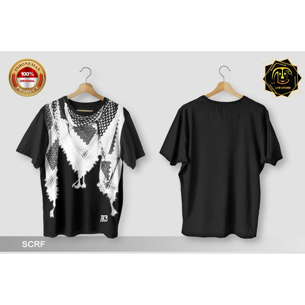 [ BAYAR DI TEMPAT ] BAJU PRINTING GAMBAR KEFFIYEH SCRF - KAOS DISTRO ORIGINAL PENUTUP KEPALA KHAS TI