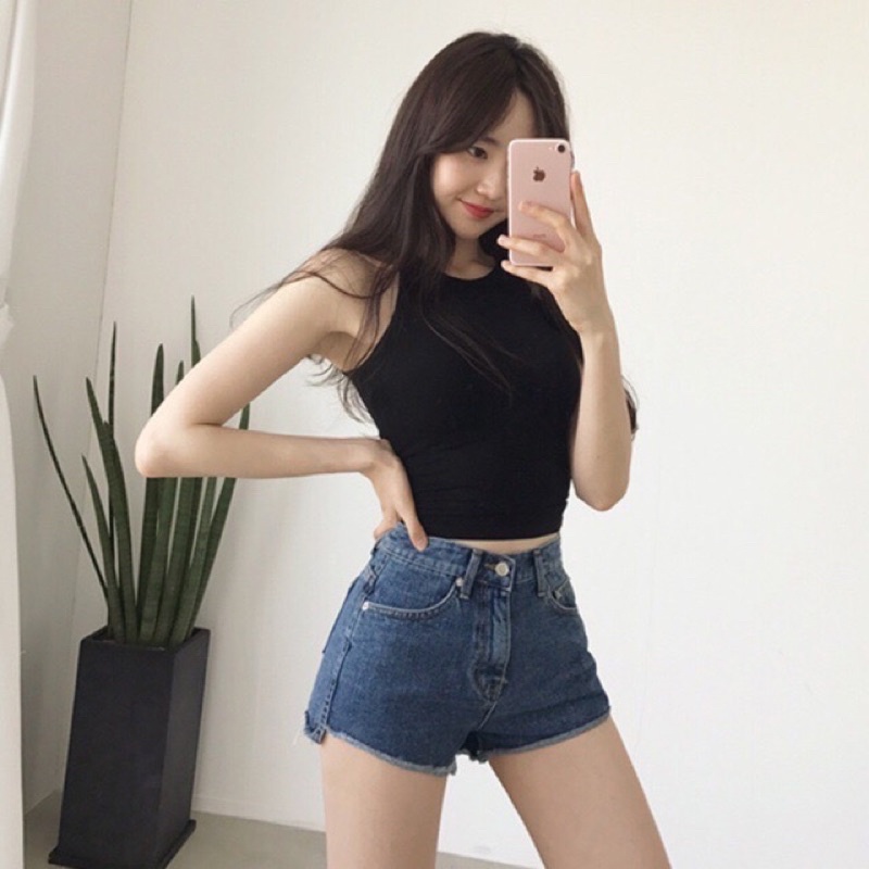 Crop Top Inner Knit Halter TankTop Rajut Korean