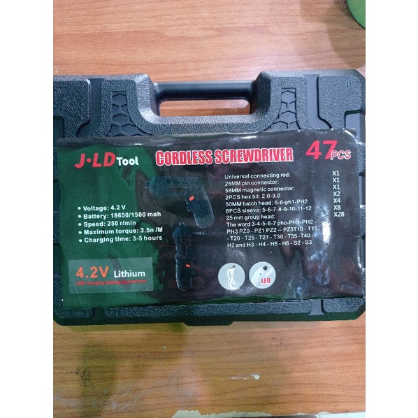 bor obeng batrai jld murah screwdriver cordless jld tool kit set 47pcs