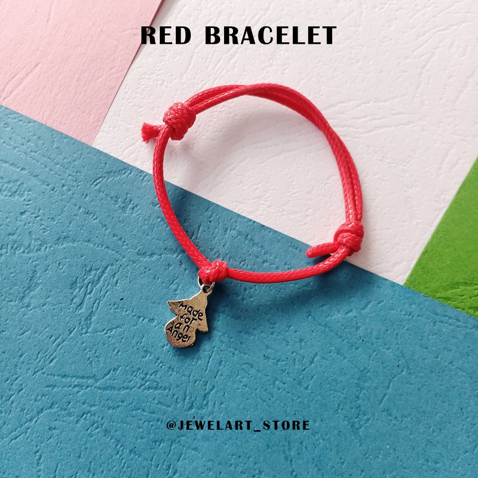 Gelang Tali Kulit Korea Merah Handmade RED BRACELET