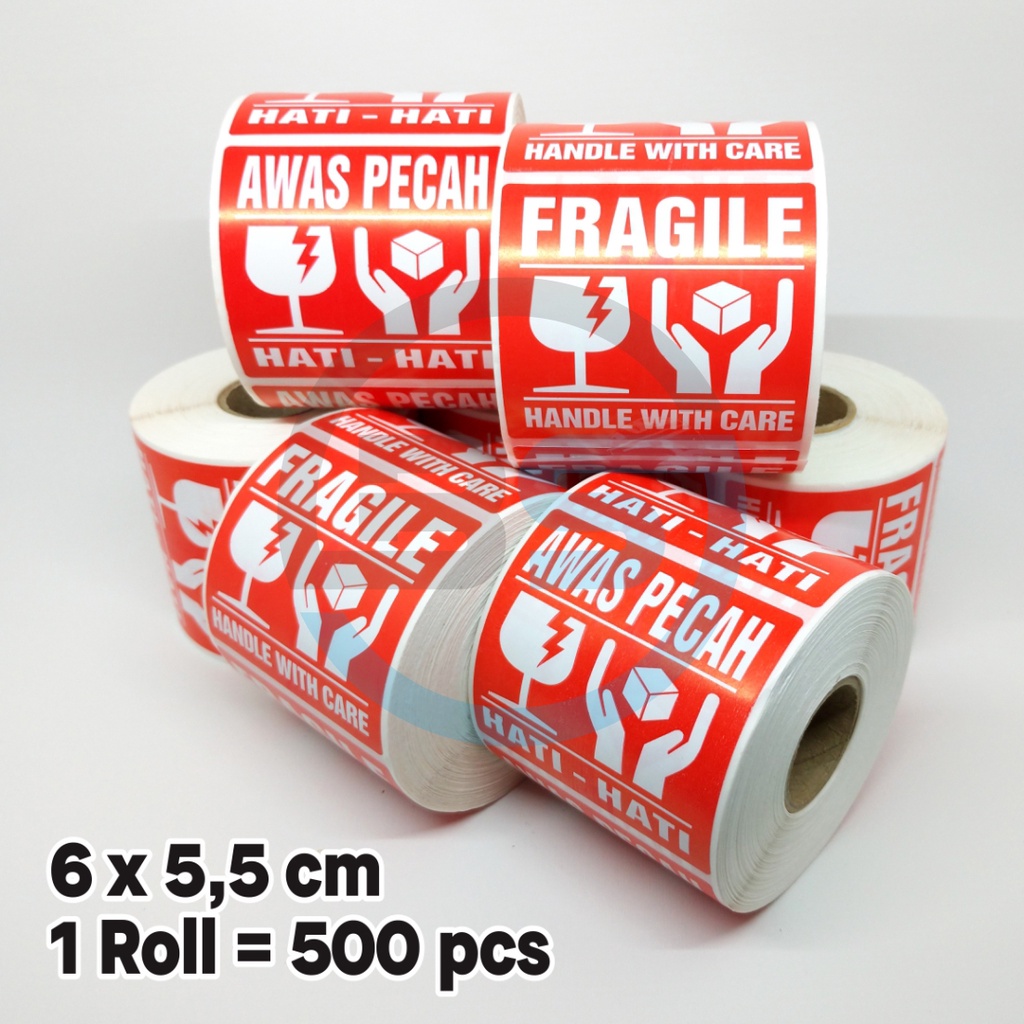

Stiker Label Awas Pecah Fragile 6 x 5,5 cm (1 roll / 500 pcs)
