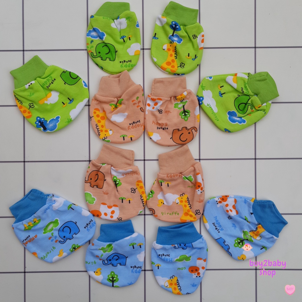 Sarung tangan dan kaki bayi Cico Miko Happy Jungle Series 0-3 Bulan 3 PCS