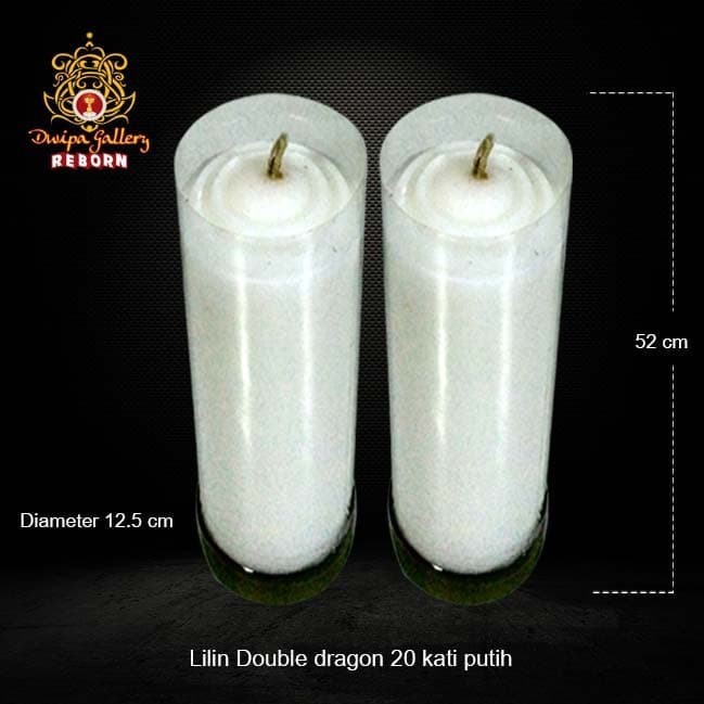 Lilin/Candle Puja Sembahyang Pilar Natal Double Dragon 20 Kati Putih