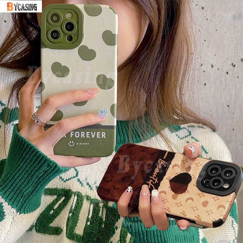 Soft Case Bahan Kulit Anti Jatuh Pola Matcha Hijau Untuk iPhone 13 Pro Max 11 iPhone12 Pro 6 6S 7 8 Plus XR XS