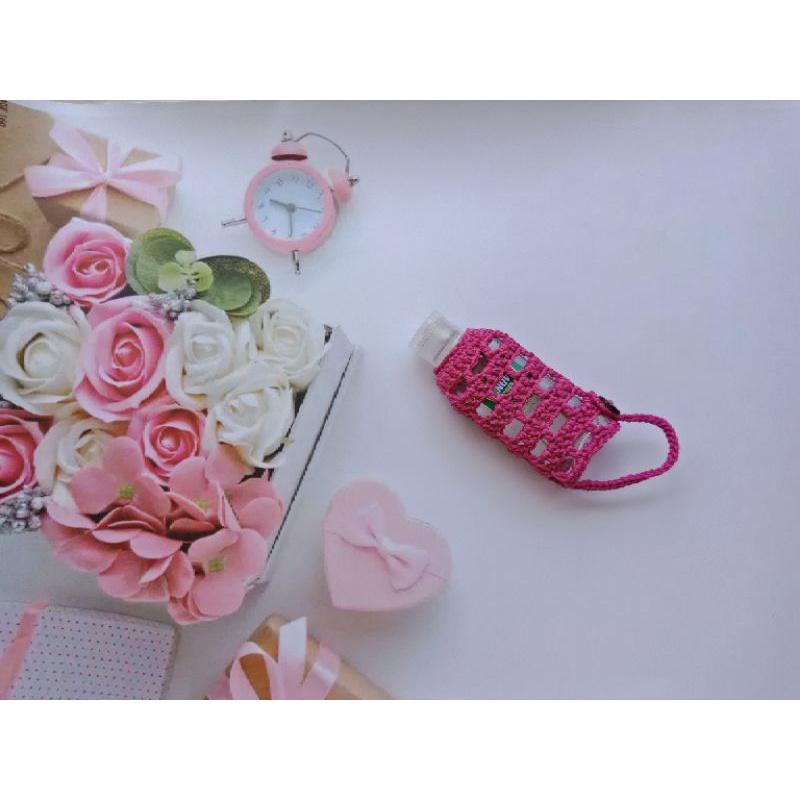 Hand Sanitizer Holder / Gantungan Hand Sanitizer Rajut Motif Kotak