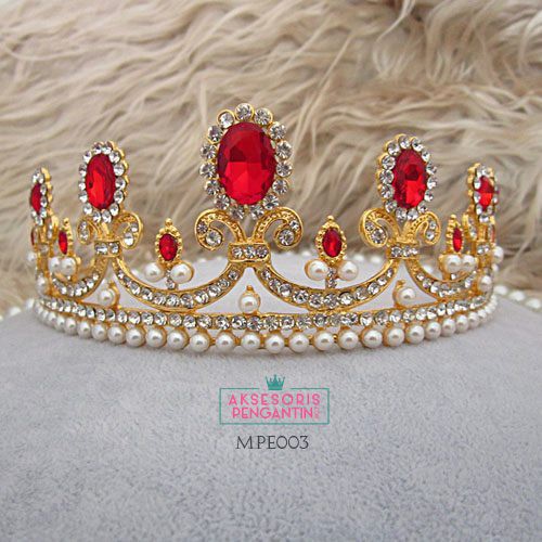 [TOKO TERPERCAYA] HEADPIECE PENGANTIN WEDDING CROWN AKSESORIS RAMBUT MERAH MPE003