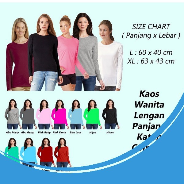 Kaos Polos Panjang Cewek Ultra Premium Cotton wanita / ladies longsleeve / lengan panjang Kualitas