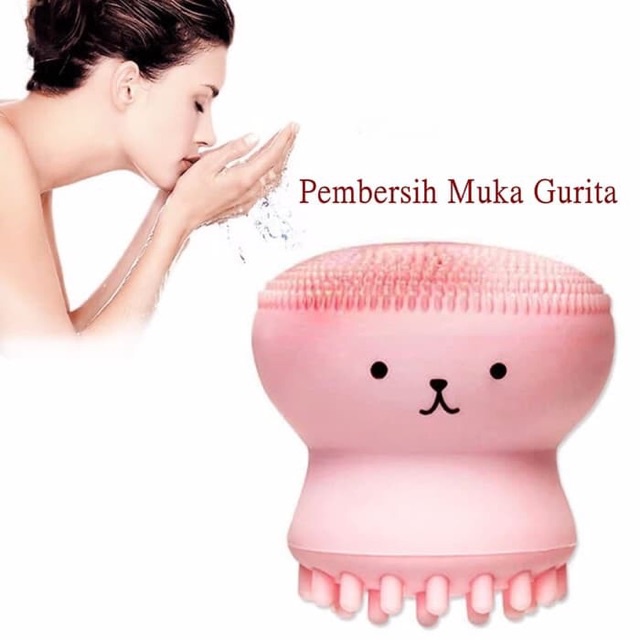 Spons Muka Sikat Pembersih Wajah Bentuk Gurita – AC 71 - alat peralatan Kecantikan Spon sepon sponge sikat pembersih perawatan pijat wajah cuci  muka silicon siliko  mengatasi wajah jerawat berjerawat berminyak pria wanita