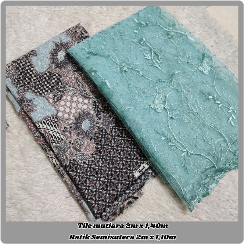 Set Tile Mutiara & Batik Semisutra , Kain Kebaya Set , Kebaya Bridesmaid