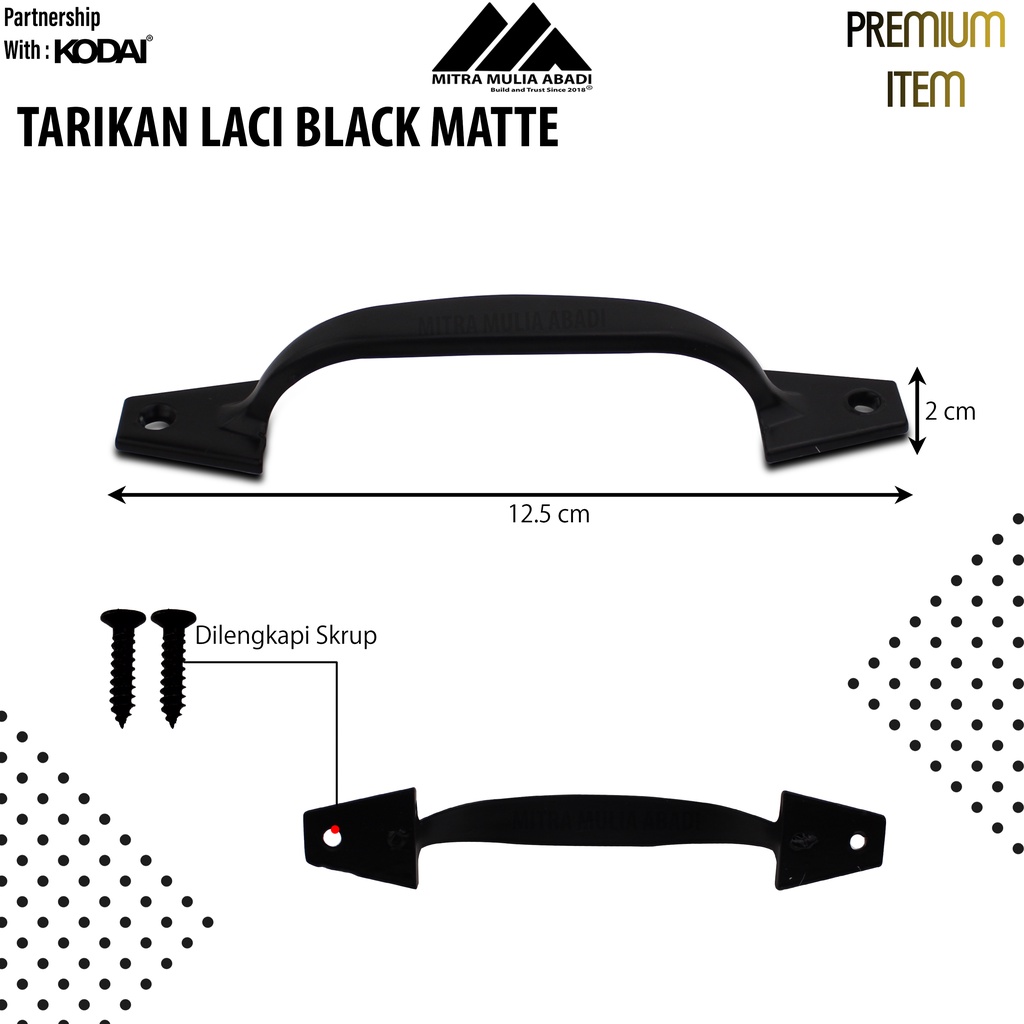 Tarikan Laci 5 Inch Black Matte | Drawer Pull | Merk TOP | T 095