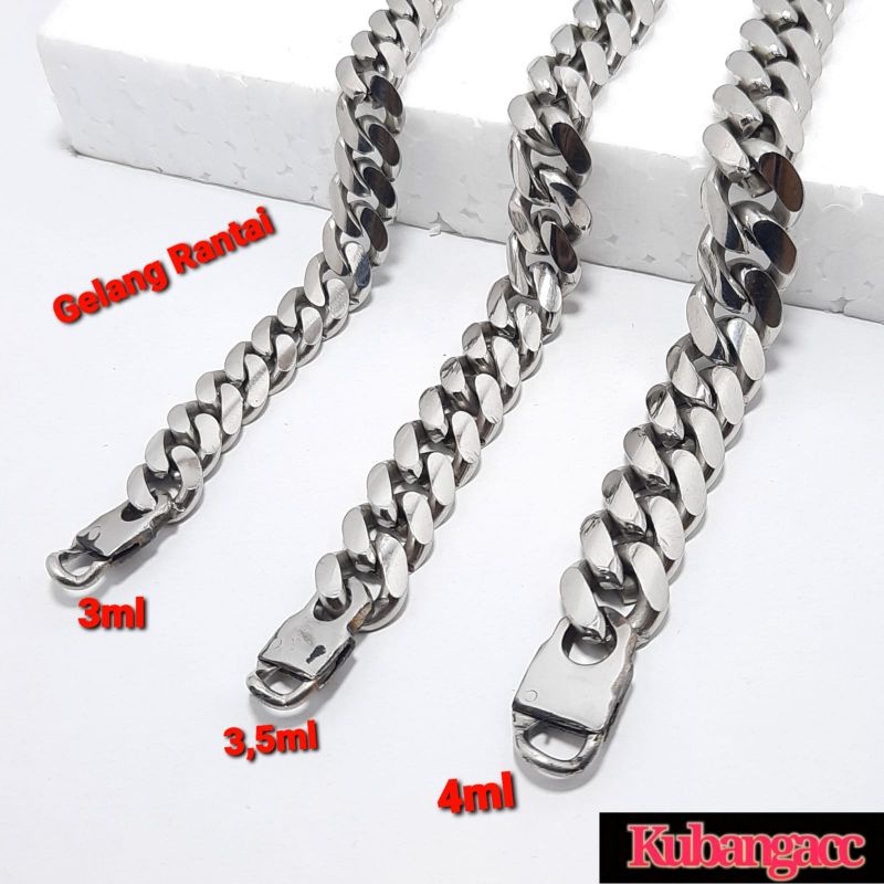 Gelang Stainless - Gelang Rantai - Gelang Baja Putih - Gelang Pria - Kubangacc - Gelang Monel Rantai