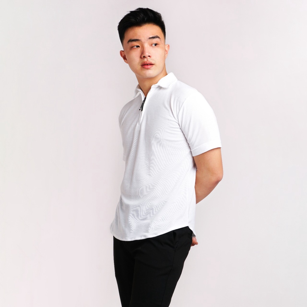 Kaos Kerah Polo Shirt Pria Polos Lengan Pendek Original Broguy - Putih