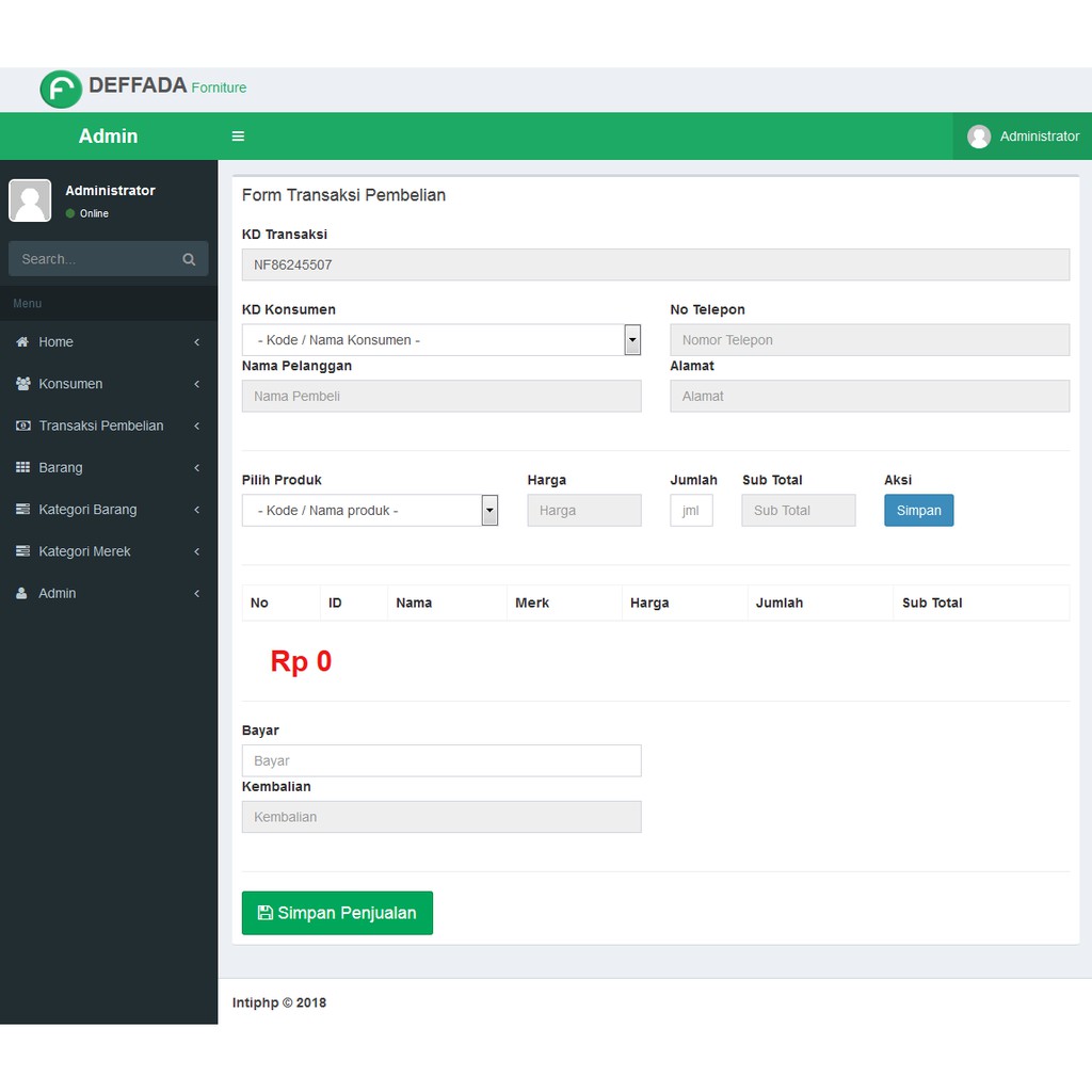 Aplikasi Web : Aplikasi Penjualan Forniture
