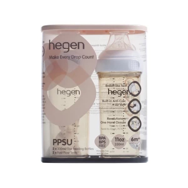 Hegen PPSU Botol Susu 330ml Twin 6m+ Hegen PCTO™ 330ml Feeding Bottle PPSU, 2-Pack / Botol Susu Hegen