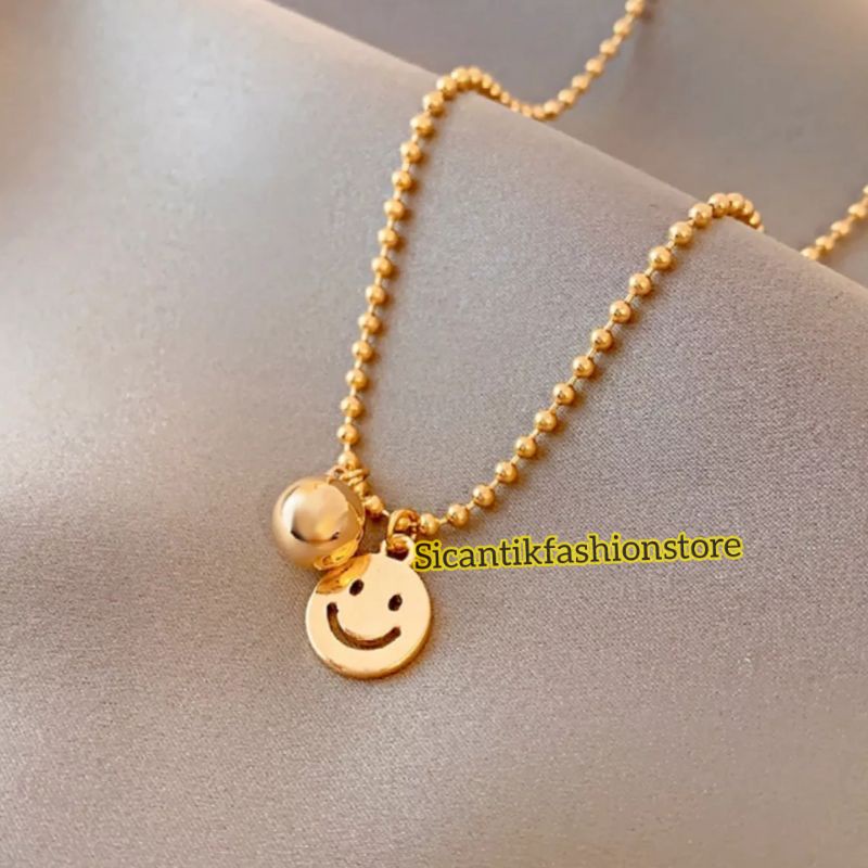 Kalung Titanium Biji Lada Plus Liontin Fashion Wanita Terlaris Anti Karat Kalung Wanita Kekinian