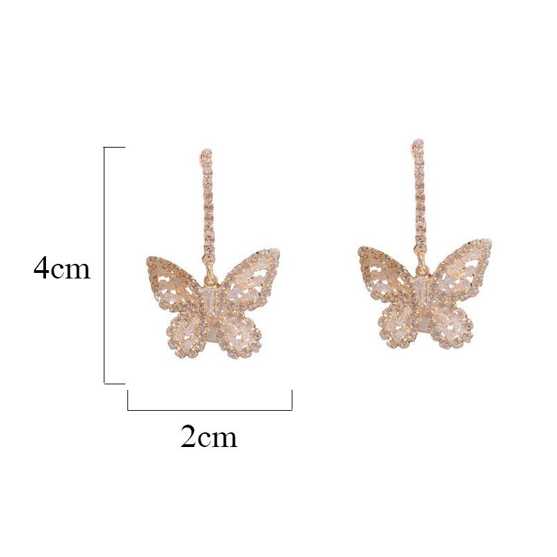 [Trendy Vintage Zircon Butterfly Pendant Earrings ] [Women Bridal Wedding Drop Earrings] [Ladies Elegant Long Dangle Earrings]