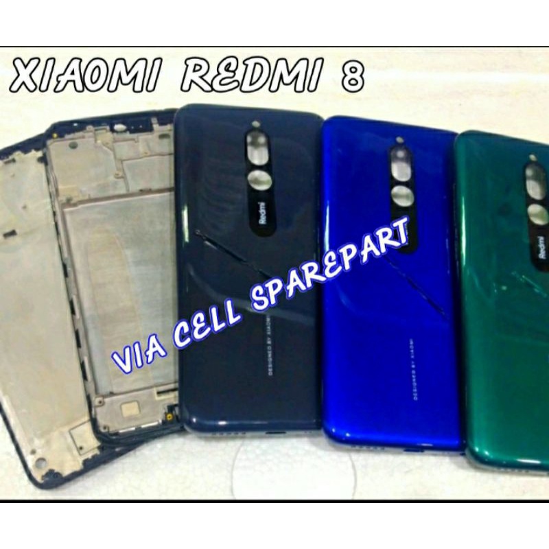 Frame Lcd Tulang Tengah + Backdoor Xiaomi Redmi 8 - Back Casing Kesing Housing Fullset Redmi 8