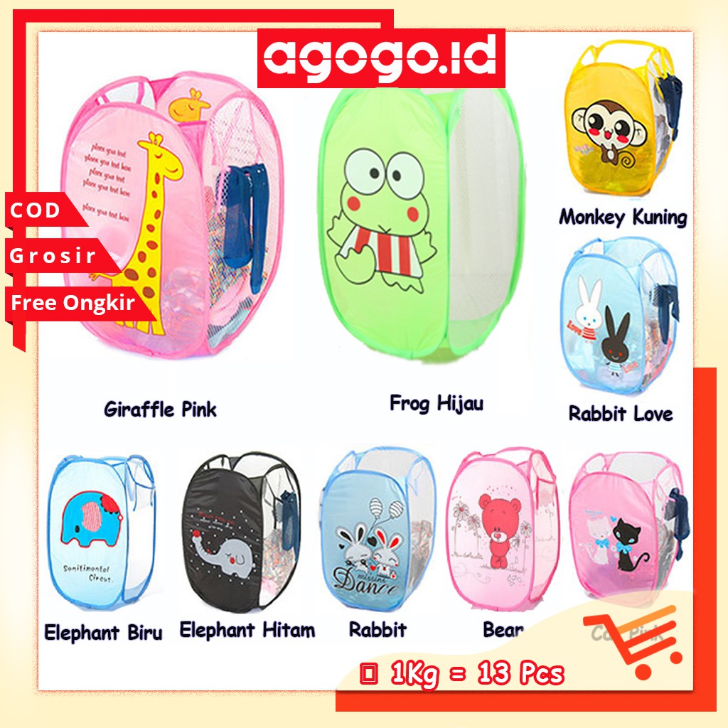 AGG-101 Keranjang Baju Kotor Lipat Motif Karakter / Laundry Basket