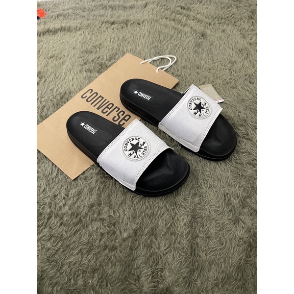 SANDAL PRIA WANITA SLOP|SLIDE CONVERSE BLACK WHITE FREE PAPERBACK