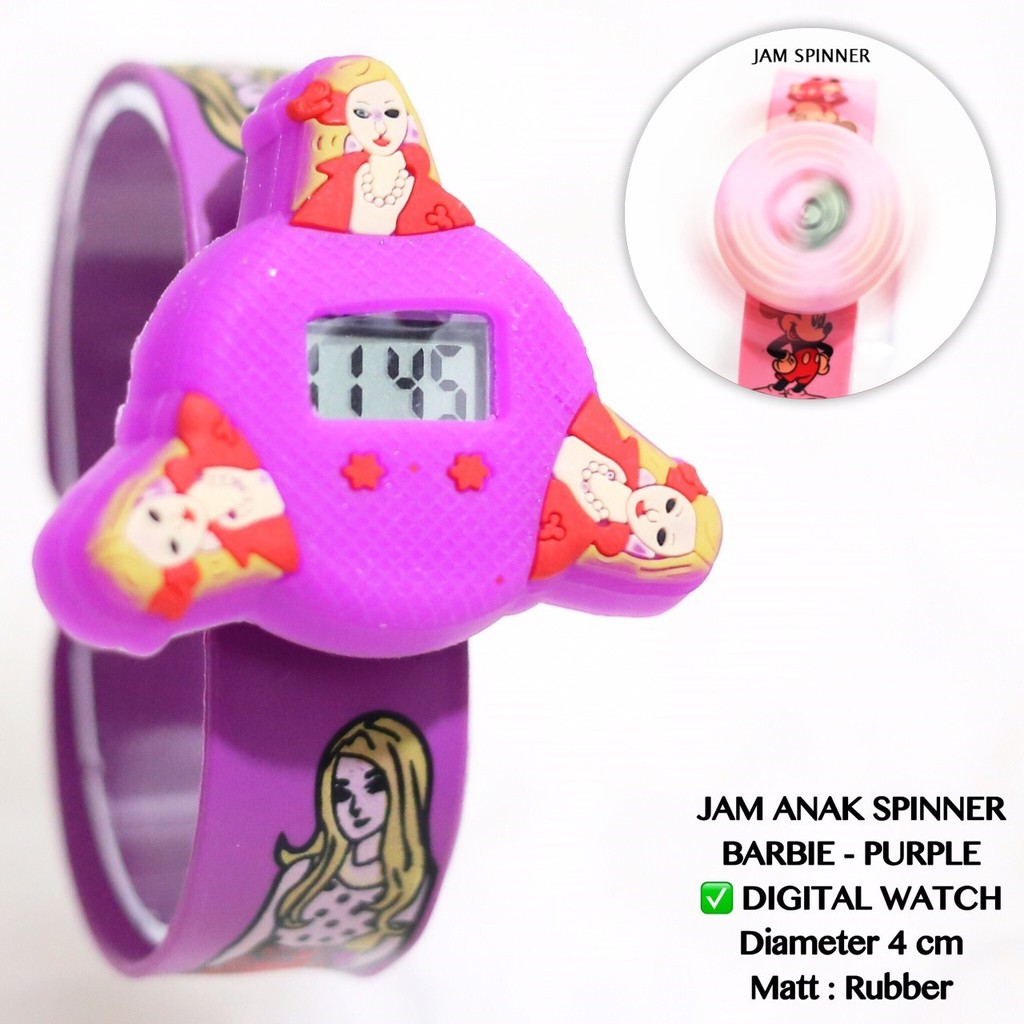 Jam tangan spinner anak wanita barbie frozen hellokitty sonia sally grosir spiderman JA