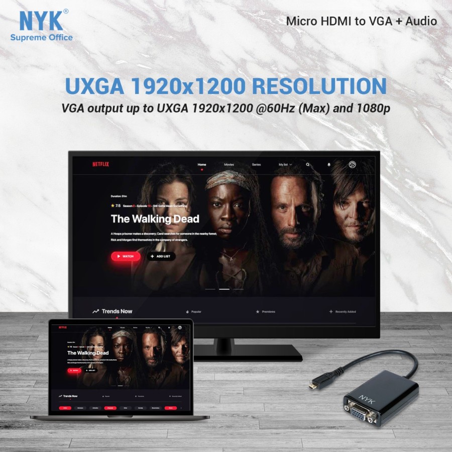 NYK Micro HDMI Plug To VGA Socket Video Cable